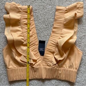 Abercrombie Drama Collar Ruffle Poplin Top Yellow